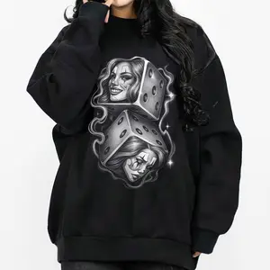 Sad Girl and Smile Chicano Clothing Lowrider Chicana Art Gangster Cholo Outfit Cotton Fabric Menswear Casual Streetwear Hoodie Unisex Loose Fit