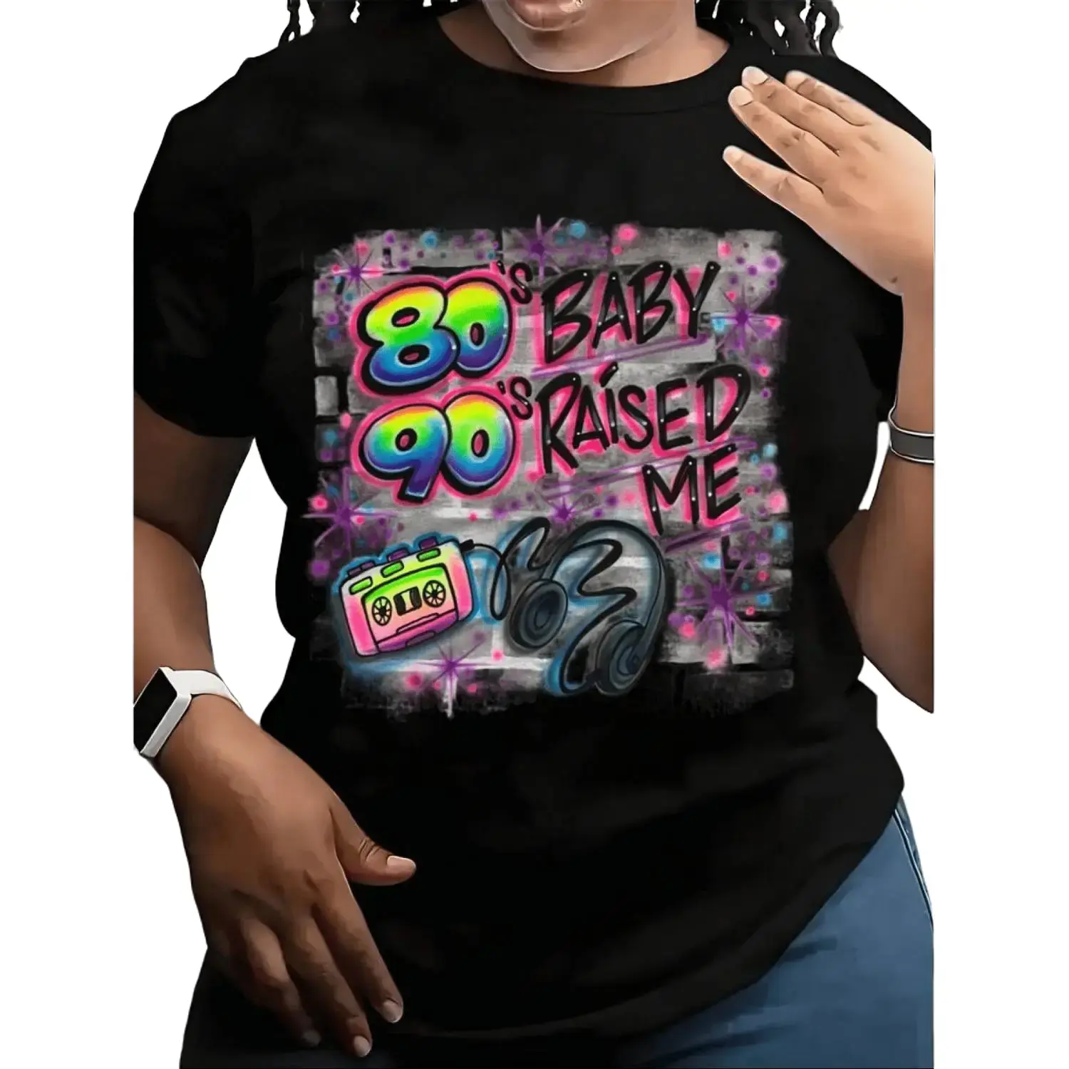 Women's Retro 80s 90s Cassette Graphic T-Shirt, Comfortable Loose Fit Casual Top for Themed Parties and Streetwear, Jackets, Casual Wear