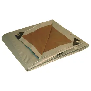 Dry Top 7008326 6 x 8 ft. Heavy Duty Polyethylene Reversible Tarp, Brown & Silver