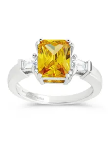 Sterling Silver Paris's Canary CZ Engagement Ring