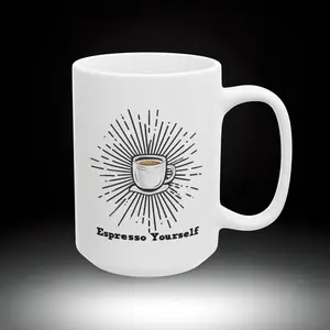 Radiant Inspirational Ceramic Mug - 11oz & 15oz | Motivational Coffee Cup, Self-Care Gift, Brighten Your Day, Perfect for Birthdays