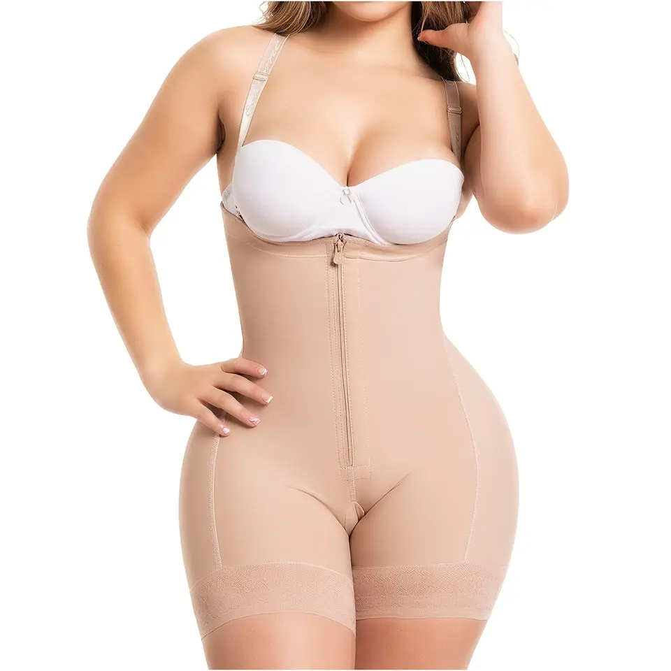 Women's Colombian Cotton Compression Strapless Shapewear Fajas Salome 215 - Backless Dress-Friendly Postpartum Underwear, Bodysuit