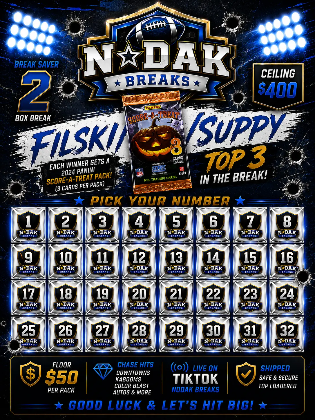 DIV FILLSKI -2-2-2 (2 BreakSaver) - 3 PICK YOUR NUMBER positions!