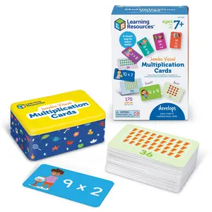 Learning Resources Jumbo Visual Multiplication Cards - Math Manipulatives, Montessori Activity, Back to School