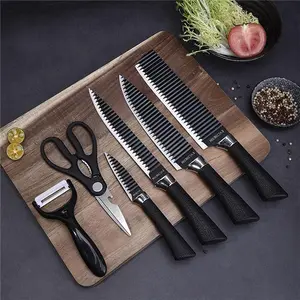 Kitchen Knife Set, 6-Piece Professional Chef Cooking Knives Set For Kitchen, Wave Shape, Non-slip handle, Non-Stick Stainless Steel