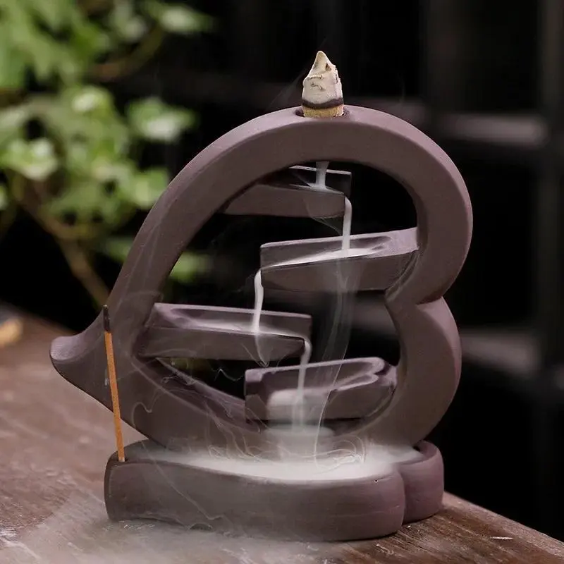Heart Shaped Backflow Incense Burner, Ceramic Incense Stick Holder, Scented Home Fragrance, Home Decor Censer, Zen Meditation Relaxation Incense Burner without Incense, Perfume