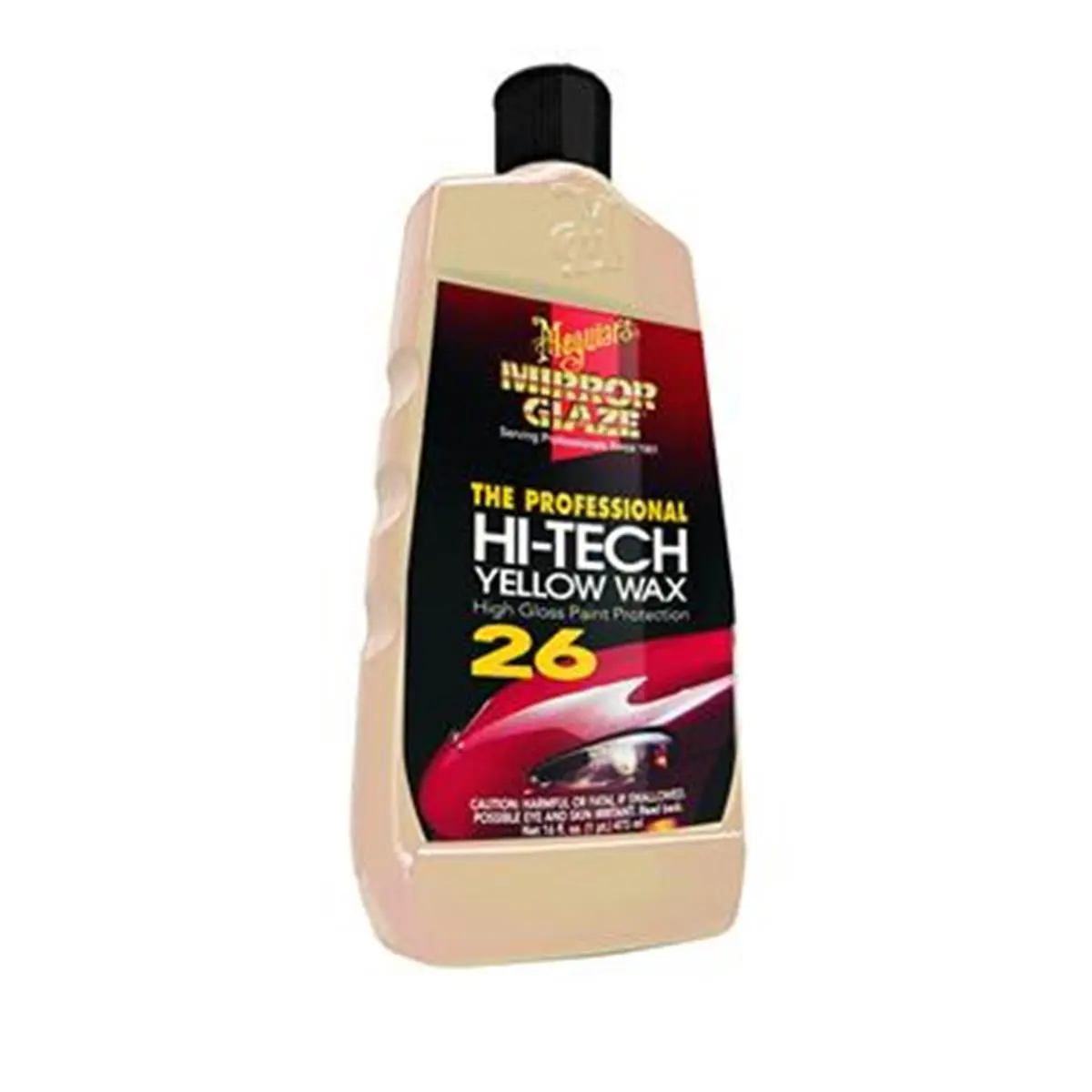MEGUIARS M2616 Mirror Glaze Premium Yellow Carnauba Wax Bottle - Carnauba Wax for High Gloss Protection, Richness & Depth of Color on Any Previously Cleaned Paint Finish