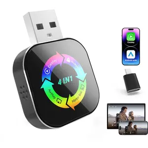 2026 Upgraded Wireless Carplay Adapter, 4 in 1 Screen Mirroring Support Mirror Link/AirPlay for Apple CarPlay & Android Auto