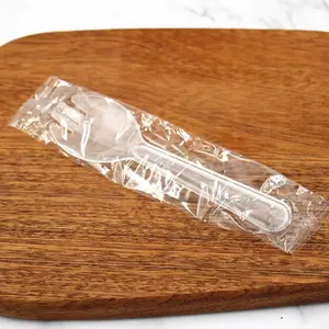 100 count Disposable Sporks, Individually Packaged Plastic Spork for Cakes, Desserts, Ice Cream, Bread, Heavy Weight Fork Spoon for Party, Wedding, Picnics, Buffet (Clear)