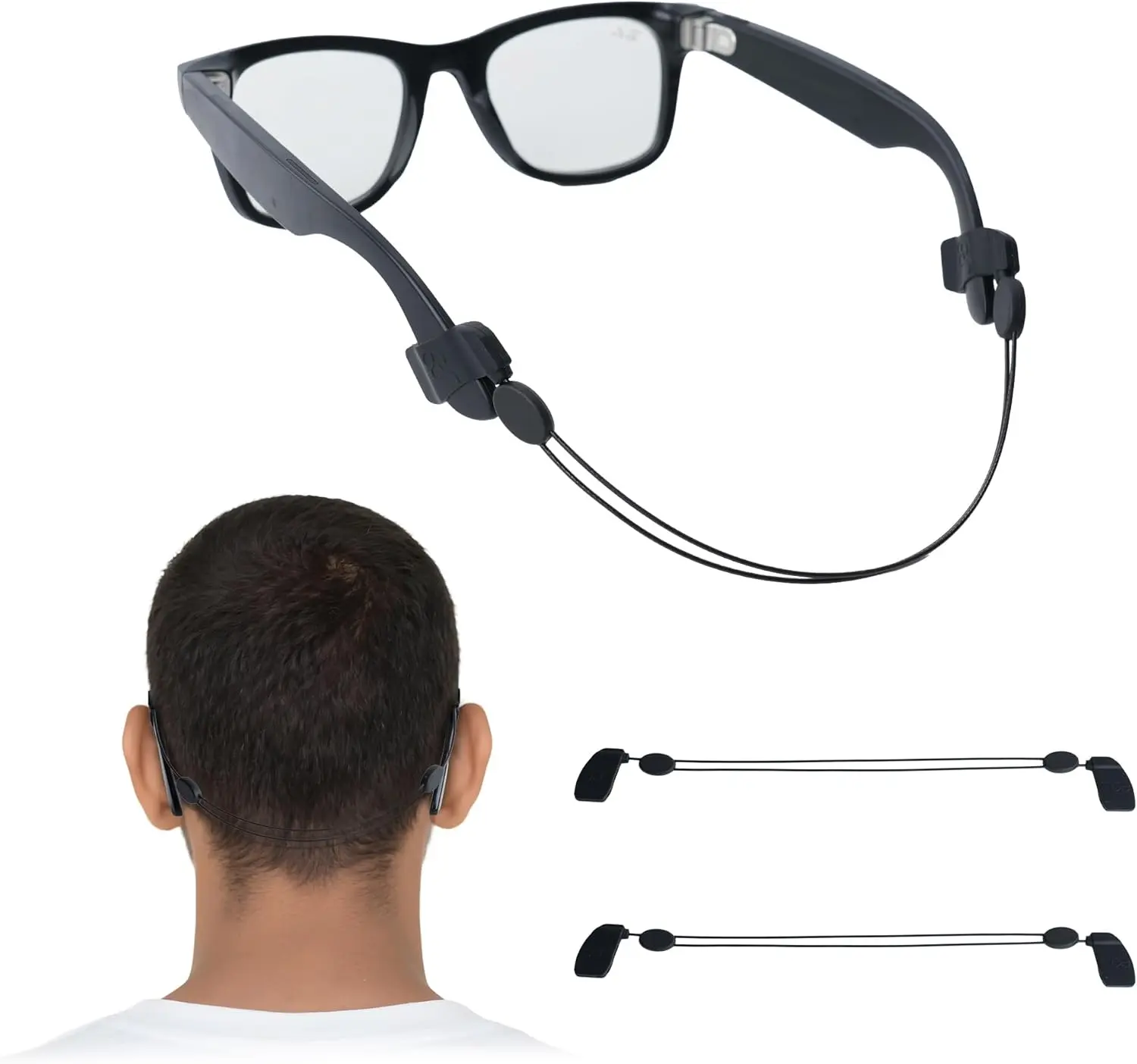 SummerVibes HiBloks 2-Piece Adjustable Beads Breathable Tailless Silicone Eyeglass Strap - 15in Holder for Smart Glasses, Meta Glasses Gen 2, HSTN Wearable Accessories for Commute, Indoor, Outdoor Activities, Silicone Beads, Great Gift, Sporty