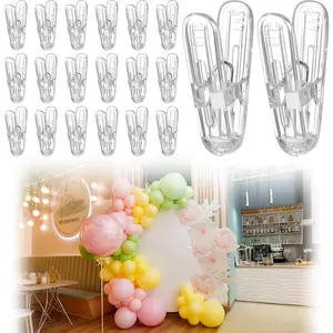 LemonRoad 20 Pack Balloon Arch Clips Plastic Spring Clamps 2.4 Inch Heavy Duty Clip for Balloon Arch Kit Birthday Decoration Crafts Backdrop Woodworking Photography Studios (Transparent)