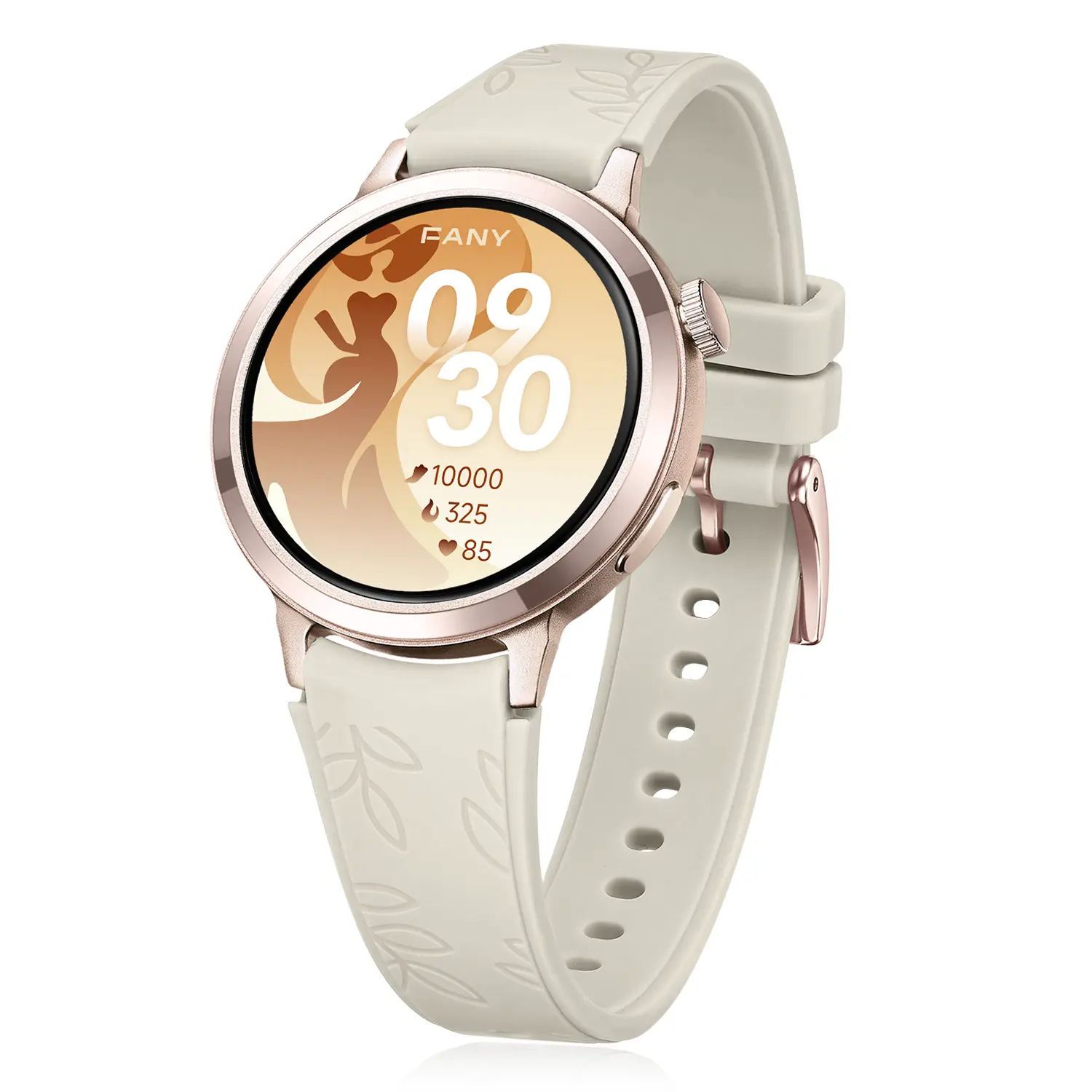 FanySmartwatch for Women-AMOLED Display,110+Sport Modes(Including Running),Bluetooth Fitness Tracker,Heart Rate/Sleep/SpO2Monitoring,7-Day Battery,Water Resistant,Free Android App,Ultra-Sleek Lightweight Round Wristwatch,Wearabl Cloud Cream White Wearable