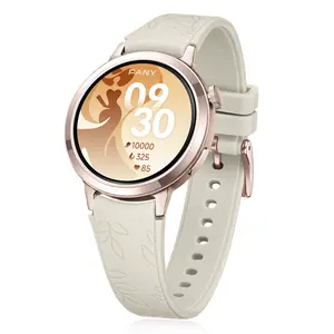 Fany Luna Women's Luna Wearable Smartwatch - AMOLED Display, 110+ Sport Modes, Fitness Tracker with Heart Rate/Sleep/SpO2 Monitoring, 7-Day Battery, Water Resistant, Free App, Ultra-Sleek Lightweight Round Wristwatch Wearable Smartphone, Workout Watch, Ru