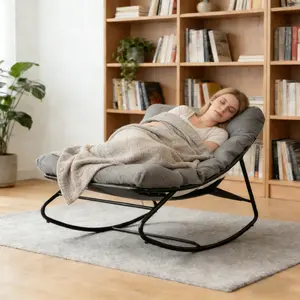 Papasan Rocking Chair with Cushion, Oversized Lounge Rocker for Patio, Balcony, Living Room & Bedroom, Cozy Indoor Outdoor Chair（no k） modern accent