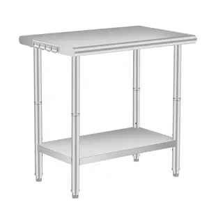 NSF-certified stainless steel work table with adjustable undershelf, five side hooks, and a backsplash. Collapsible design sets up in seconds.