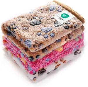 3 Pack Super Soft Pet Blankets  Fluffy Fleece & Flannel Throw | Cozy Paw Print Blankets for Dog, Puppy & Cat, Perfect for Beds, Crates & Travel (23×16 Inch)