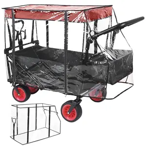 Rain Cover for Wagon Clear Plastic Awning for Collapsible Beach Folding Utility Grocery Push Wagon Cart Garden Accessories Foldable