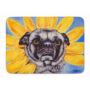 Carolines Treasures  Sunflower Pug Machine Washable Memory Foam Mat