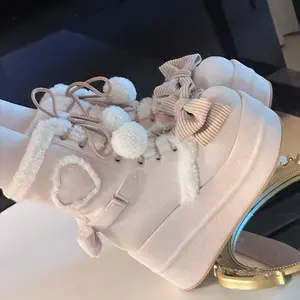 Winter Comfortable Plush Lolita Platform Snow Boots - Cute Thickened Height-Boosting Snow Boots - Cute and Warm Girls' Shoes, Platform Boots, Snow Boots