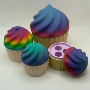 Shredder3D Cupcake Vial Holder – 3mL Storage for 3–10 Vials Classic Design with Twist-on Lid & Rainbow Frosting