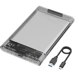 External Hard Drive Enclosure for 7mm 9.5mm 2.5 inch SATA SSD/HDD, 5Gbps USB C to SATA Adapter Storage Case, 6TB Capacity (Black)