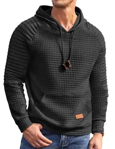 COOFANDY Mens Hoodies Pullover Casaul Long Sleeve Drawstring Waffle Knit Hooded Sweatshirt with Kanga Pocket