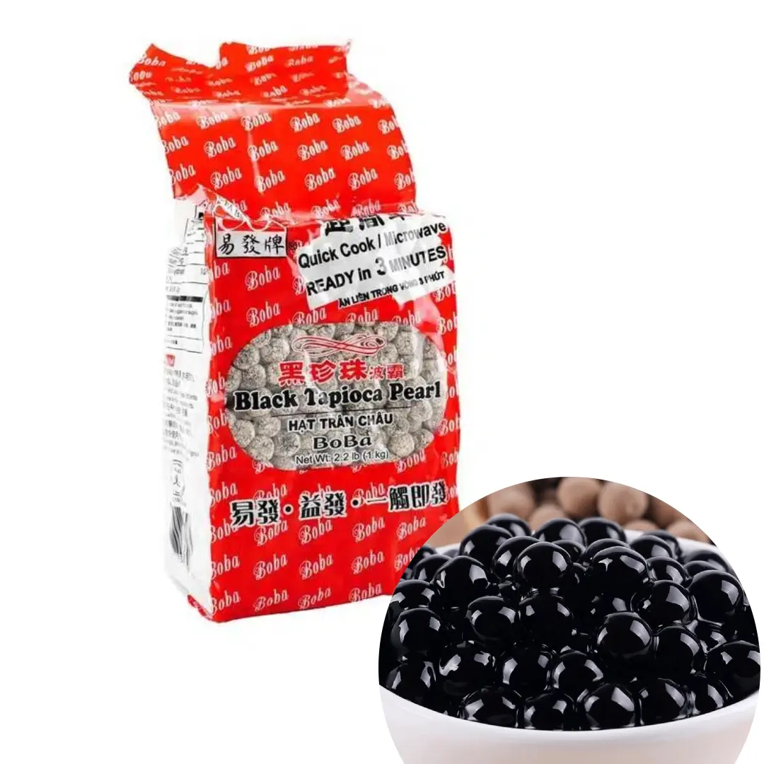 Taiwan Black Tapioca Pearls Boba 35.3 oz - Quick Cook in 5 Minutes, Perfect Bubble Tea Topping, Chewy & Sweet Beverage