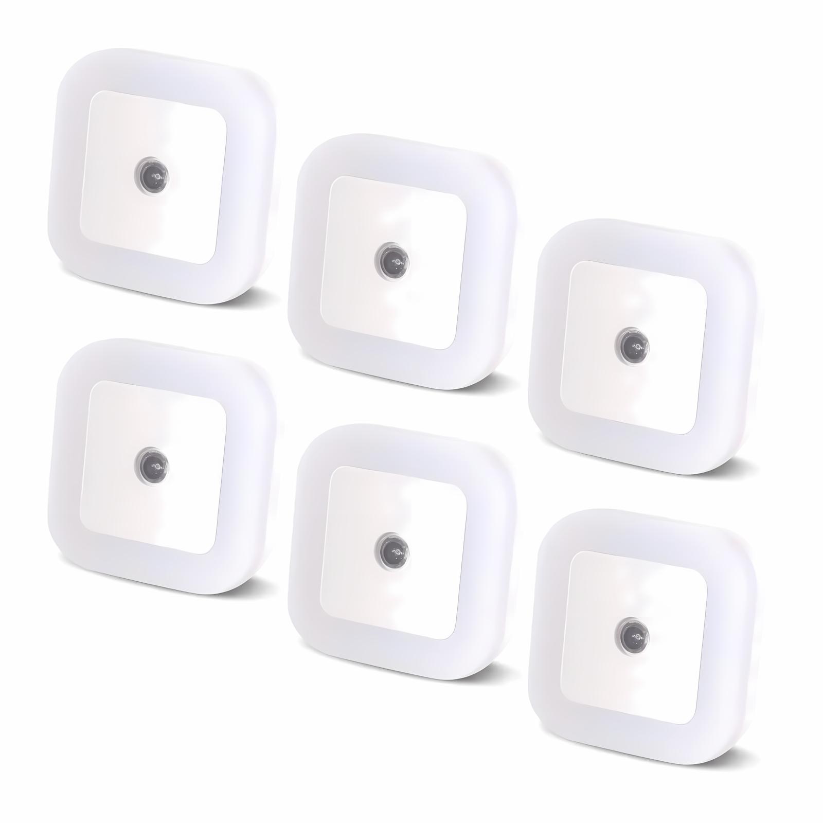 6-Pack LED Plug-in Night Lights, Dusk to Dawn Sensor Lamp, Warm White Lighting for Bedroom, Bathroom, Hallway & Holiday Party Decor