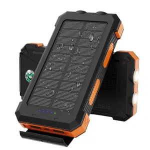 Solar Power Bank 20000mAh Portable USB PD Fast Charge External Battery Charger with LED Flashlight, USB-C Input, Compass, Travel Gadgets for All Smartphones, Outdoor Camping