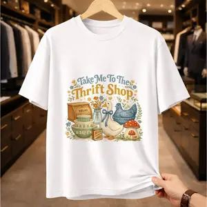 Take Me To The Thrift Shop T-Shirt| Vintage Cottagecore Goose Graphic Tee| Aesthetic Retro Thrifting Lover Gift for Women| Whimsical Farmhouse Style Shirt| Premium Soft Cotton Top hooded sleeveless t-shirt men summer short sleeve t-shirt white Washed,