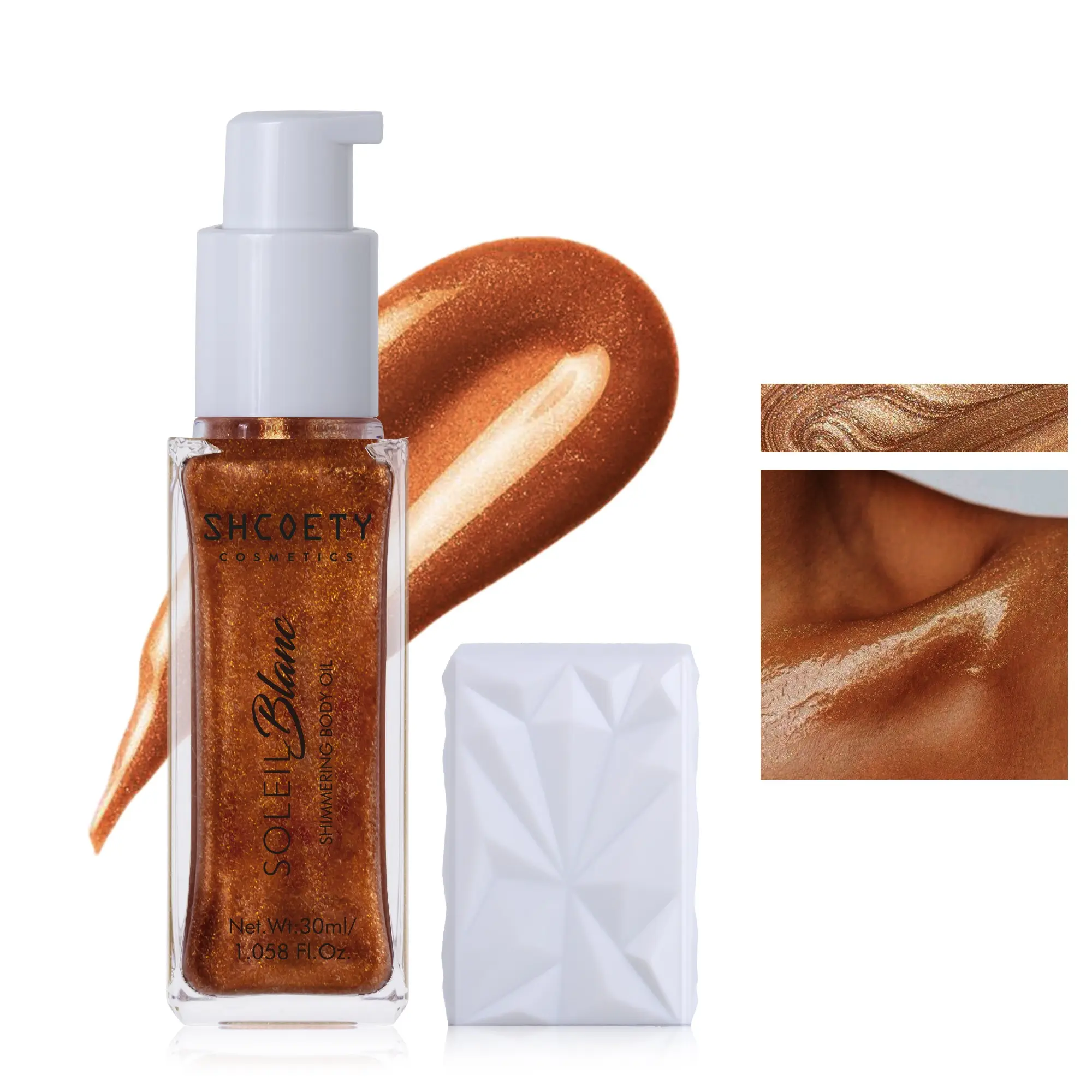 Highlighter body oil, Shimmering Body Makeup, brightens the whole body and adds shimmer, moisturizes without dryness, long-lasting glitter, for parties, holidays, music festivals.