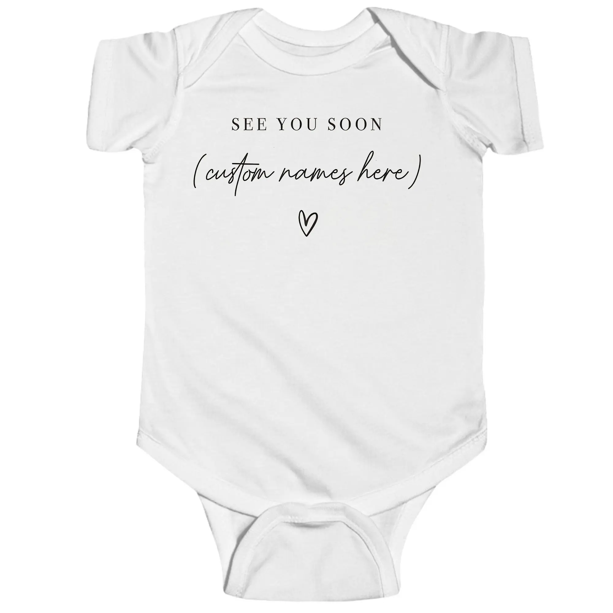 See You Soon Custom Announcement Onesie - Personalized Grandma + Grandpa Bodysuit - Simple Baby Onesie
