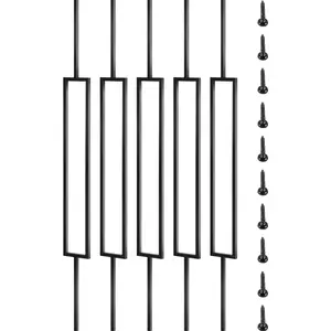 VEVOR Deck Balusters, 10 Pack Metal Deck Spindles, 44"x0.5" Staircase Baluster with Screws, Iron Deck Railing for Wood and Composite Deck, Stylish Black Baluster for Outdoor Stair Deck Porch