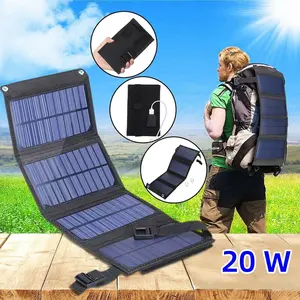 20W Output Portable Solar Panels, 5V Monocrystalline Flexible Shape Solar Panel with Waterproof Skin, 1 PCS Foldable Emergency Phone Charger for Camping & Hiking