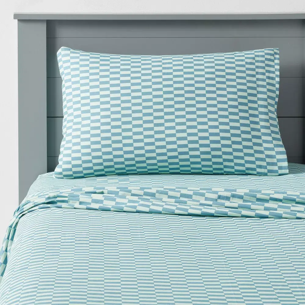 Queen Cotton Kids' Sheet Checker - Pillowfort