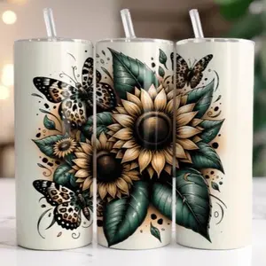 Sunflowers | 20oz sublimation tumbler transfer print out Bottle Drinkware spring