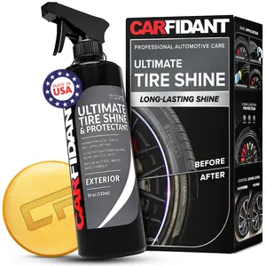 Carfidant Tire Shine Spray Kit - Premium Tire Dressing - Long Lasting, No Sling No Grease Formula - Protects Against Fading, Cracking - 18 fl. Oz with Applicator