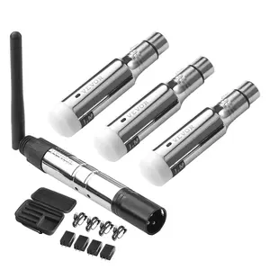 VEVOR DMX Wireless Receiver,  3 Receivers & 1 Transmitter, 2.4G ISM Band, 656 ft Transmission Range, Rechargeable Battery, Wireless Stage Lighting Control, for LED Stage Party DJ Bar Lighting, Silver