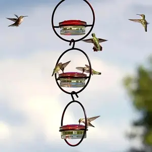 Hummingbird Feeder, 3 Counts/set Durable Iron Hanging Hummingbird Feeder, Leak-proof & Ant/insect Proof Bird Feeder, Outdoor Garden, Patio, Backyard Decor