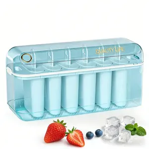 Popsicle mold, 6-cavity popsicle maker with popsicle sticks, popsicle maker, popsicle ice cream box with lid, Container, easy-release tray and anti-drip handle, reusable, can make six different flavors of popsicles at the same time, Kitchenware