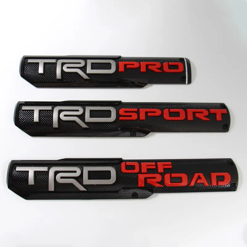 Raised 3D TRD fender emblem badge decal, carbon-textured side body sticker for Toyota Tundra/Sequoia trucks, exterior decor replacement accessories