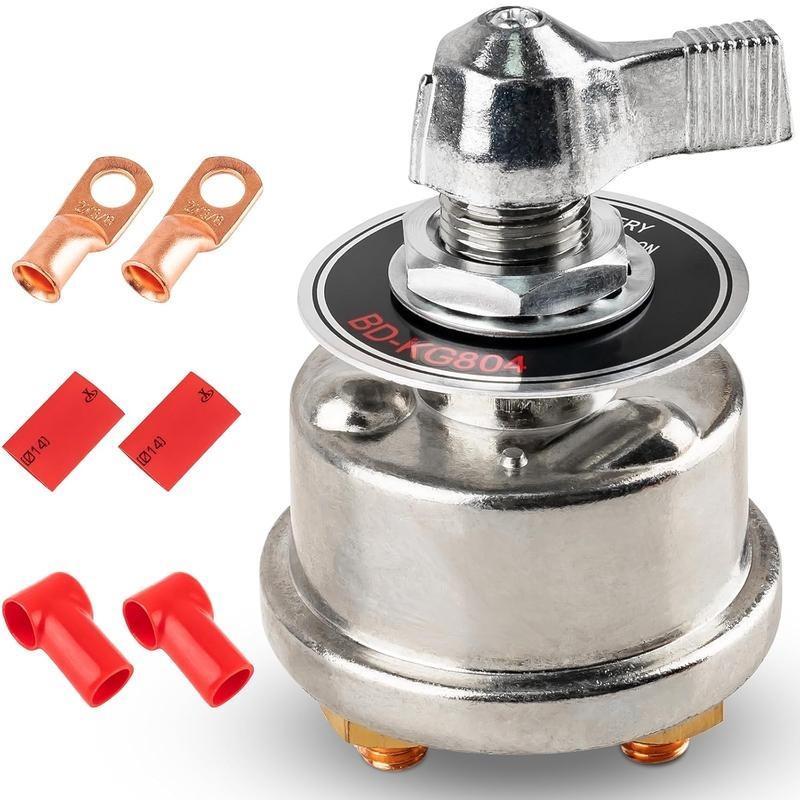 300A Rated Heavy Duty Battery Disconnect Switch, 12-24V Alloy Copper Power Cut Killswitch Switch with Face Plate, Simple Install for Vehicle Users (Car, Marine Boat)