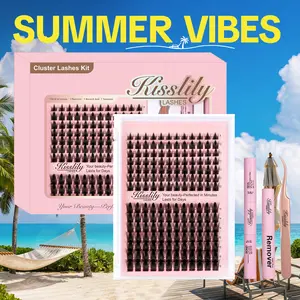 Volume Fairy |Kisslily Manga Spikey C Curl Wet Look DIY Lashes Extension Kit and waterproof long lasting lash clusters  8-18 mm| Bond Seal and Remover Eyelash Makeup Eyelashes Cosmetic | Anime Style Eyelashes #Summervibes