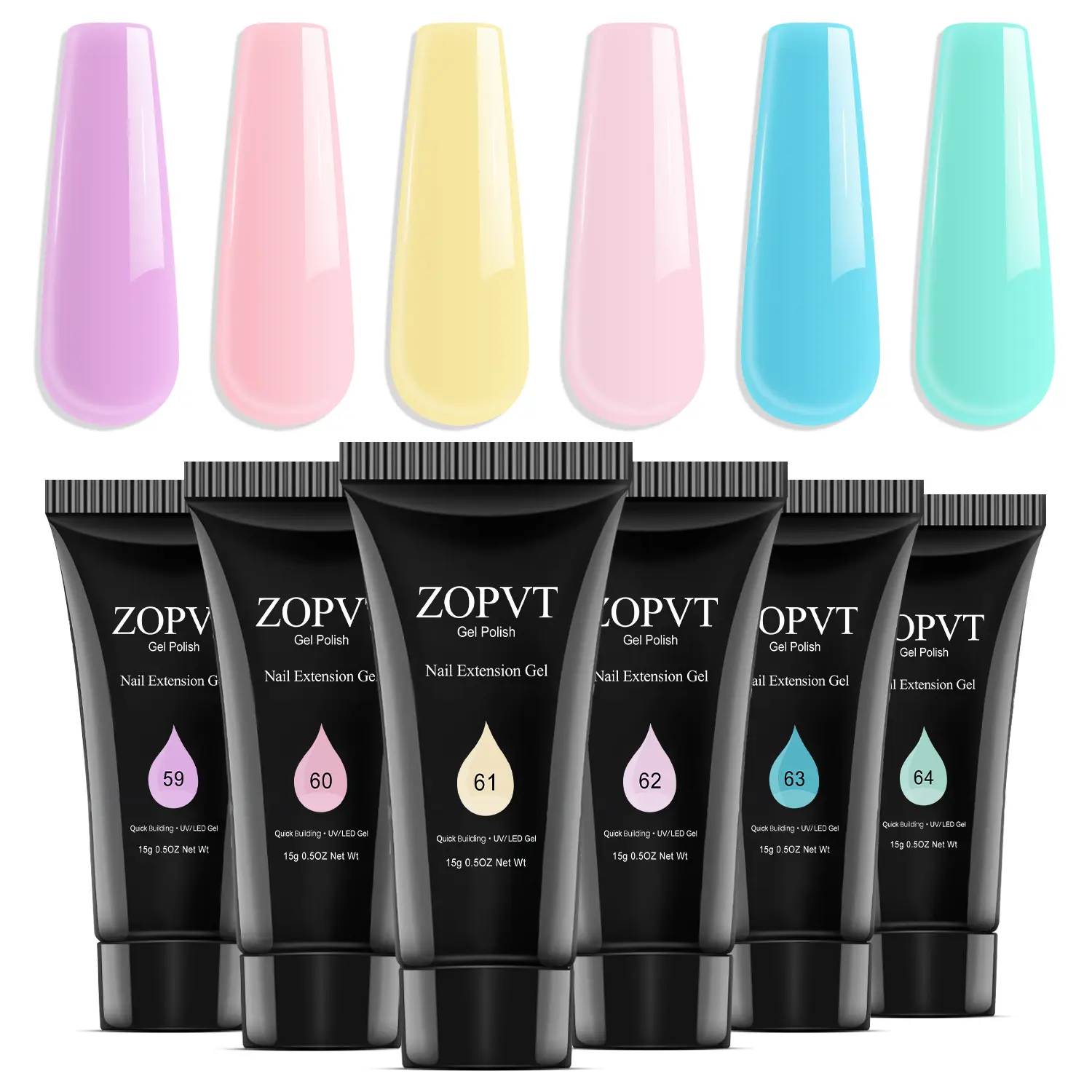Poly Nail Gel Set, 6 Colors Powder Foundation, Extend Stack Enhancer, Long-Lasting DIY Manicure Solution, Salon Quality at Home, 15ML, Polygel Nails Gel Nail Kit