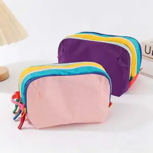 Rainbow Multi-Zip Pouch Organizer, Travel Makeup Bag & Portable Durable Storage Solution, Multicolor Essentials Carry Case for Everyday Use