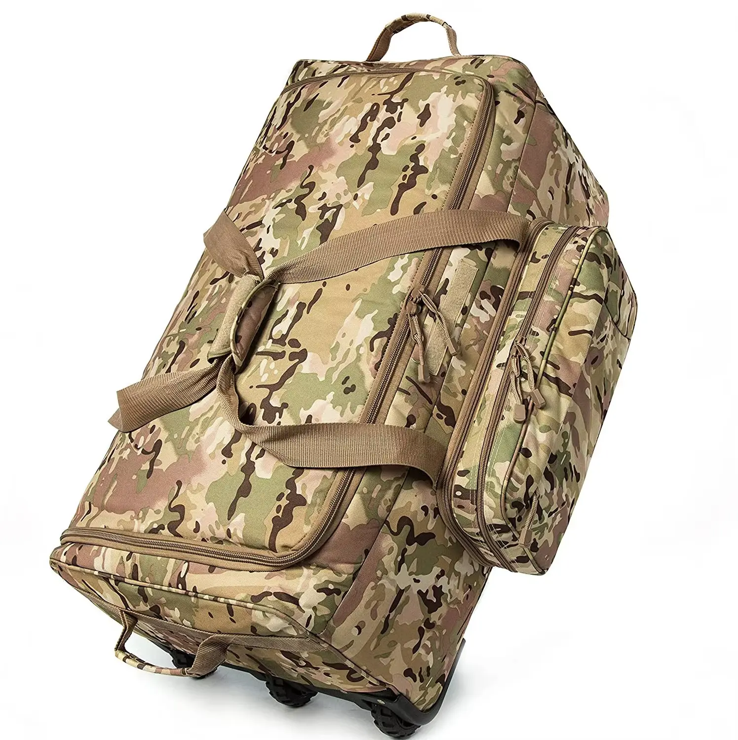 Military Wheeled Deployment Bag 124L Large Tactical Duffel Bag with Wheels, Heavy Duty Rolling Gear Bag, Water Resistant Travel Luggage for Camping, Hunting, Hiking, Training and Outdoor Equipment
