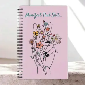 Manifest That Shit...  Hard Cover, White Spiral Planner, Calendar planner, Monthly Calendar, notepad, notepads