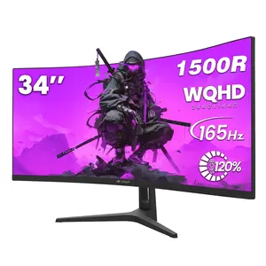 CRUA 34 Inch Curved Gaming Monitor 3440x1440 WQHD 165Hz Ultrawide 21:9 FreeSync HDMI DP 1500R