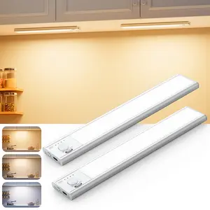 Closet Lights, 1-2Pack LED Rechargeable Under Cabinet Lighting Wireless, 3 Color Temps, Dimmable Motion Sensor Light for Kitchen, Pantry, Bedroom Corridor