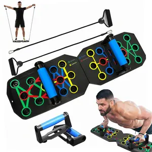 Multi-Functional Push Up Board with Resistance Bands | 1 Pair Handles & Anti-Slip Pads Heavy Duty Gym Equipment | Color-Coded Home Strength Training Set